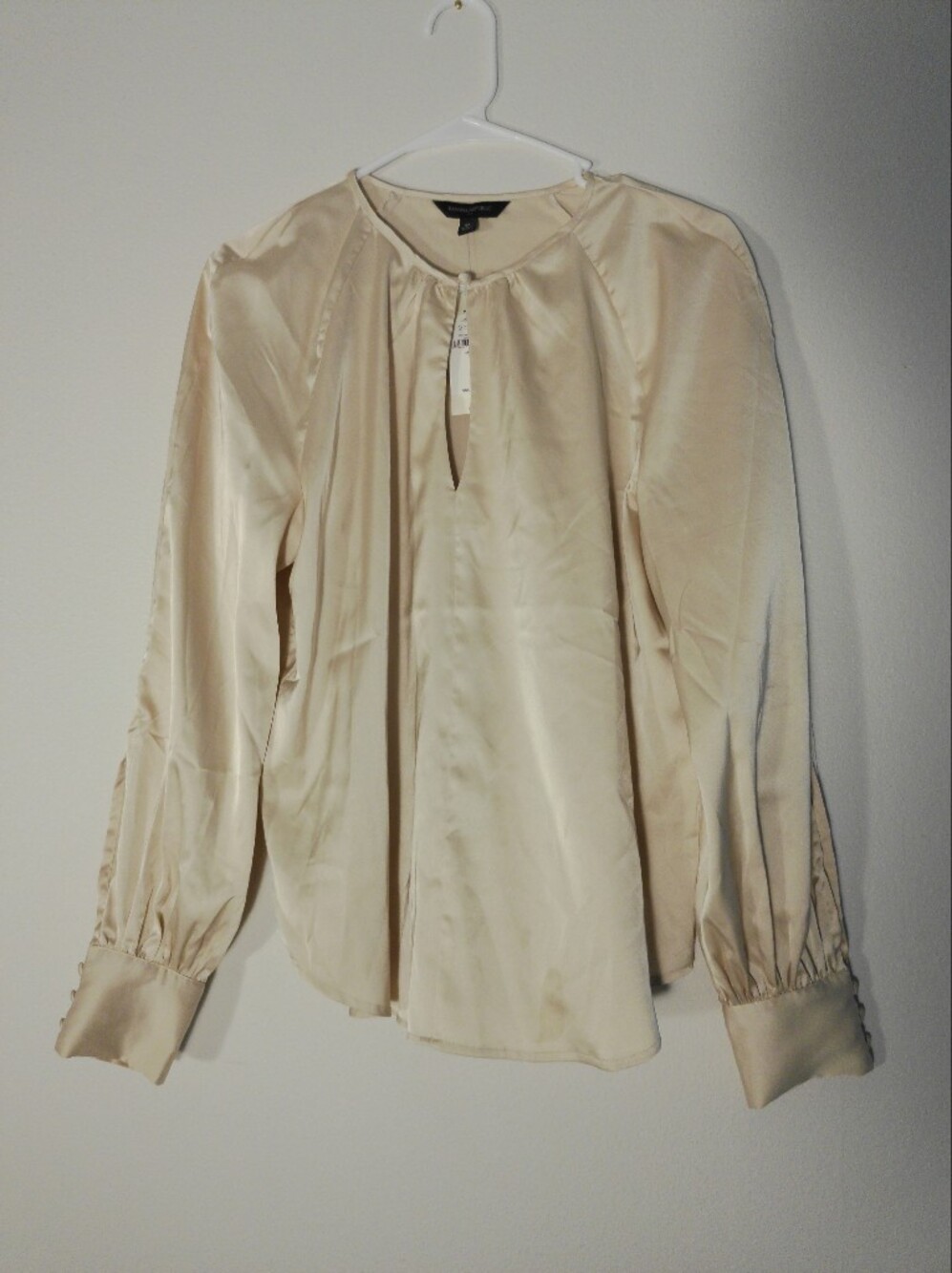 Banana Republic Cream Silk-Feel Trench Blouse